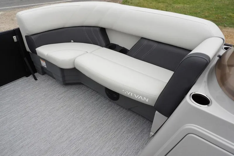 Slide: The Image of 2026 Sylvan 8522 LZ boat interior with plush seating and modern design. - 13