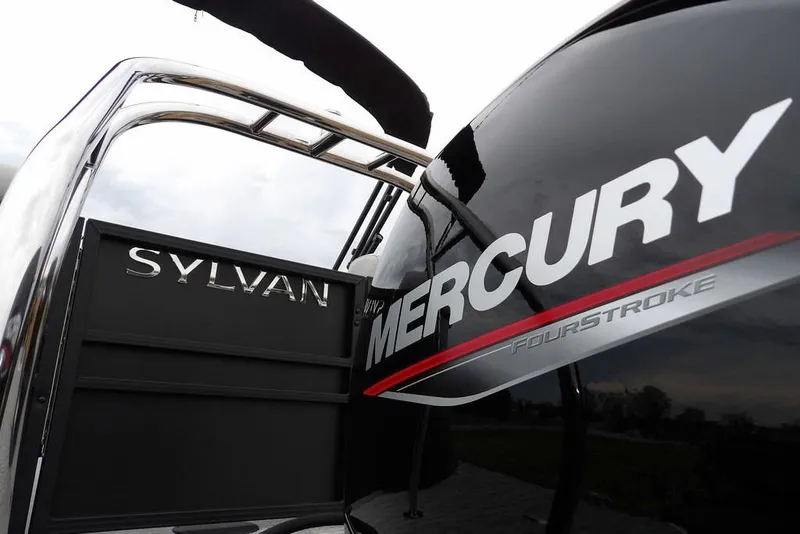 Slide: The Image of 2026 Sylvan 8522 LZ boat with Mercury FourStroke engine branding. - 40