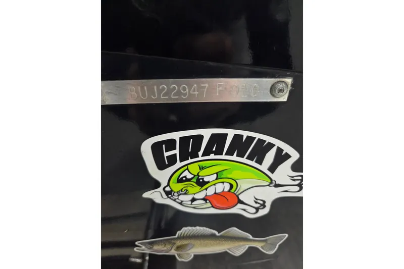 Slide: The Image of 2010 Tracker Targa V-18 WT with "Cranky" fish sticker and serial number BUJ22947F010. - 13