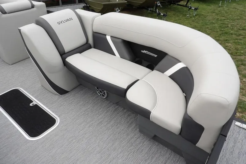 Slide: The Image of Luxurious seating on 2026 Sylvan X5 CLZ boat, featuring modern design and comfort. - 12