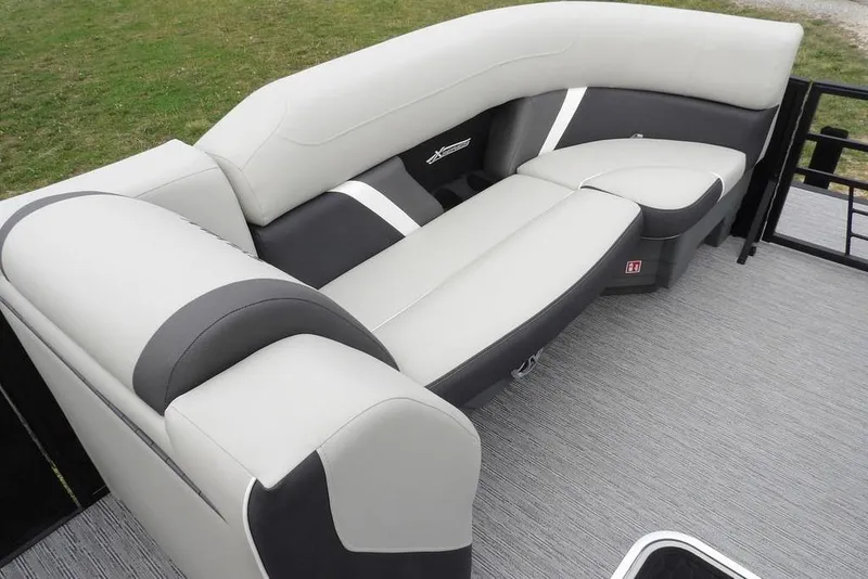 Slide: The Image of Luxurious seating on 2026 Sylvan X5 CLZ pontoon boat, featuring sleek design and comfort. - 13