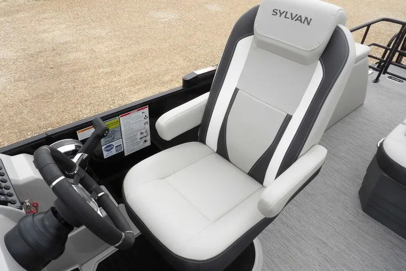 Slide: The Image of Captain's chair in a 2026 Sylvan X5 CLZ boat, featuring sleek design and comfortable seating. - 23