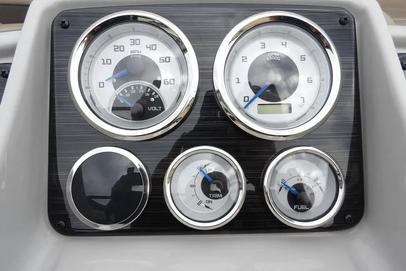 Slide: The Image of Dashboard of 2026 Sylvan X5 CLZ with speedometer, voltmeter, and fuel gauge. - 29