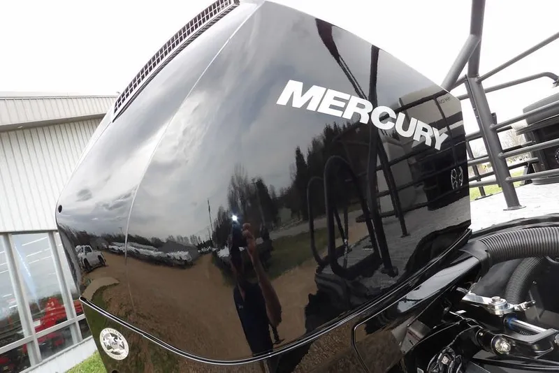 Slide: The Image of Close-up of a Mercury engine on a 2026 Sylvan X5 CLZ boat. - 54