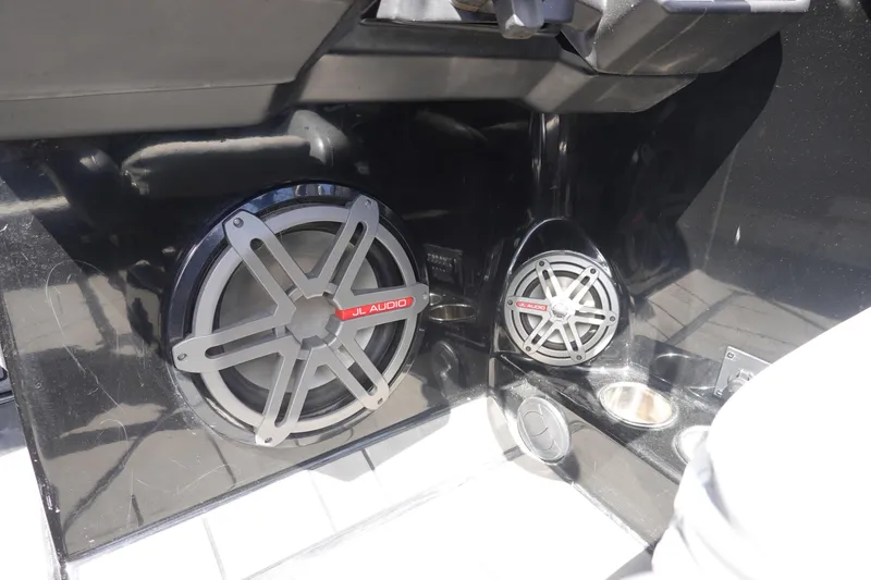 Slide: The Image of 2019 Axis T23 boat interior featuring JL Audio speakers. - 19