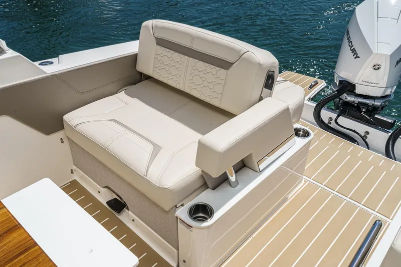Slide: The Image of Luxurious seating on 2026 Tiara Yachts 34 LX, featuring elegant design and premium materials. - 36