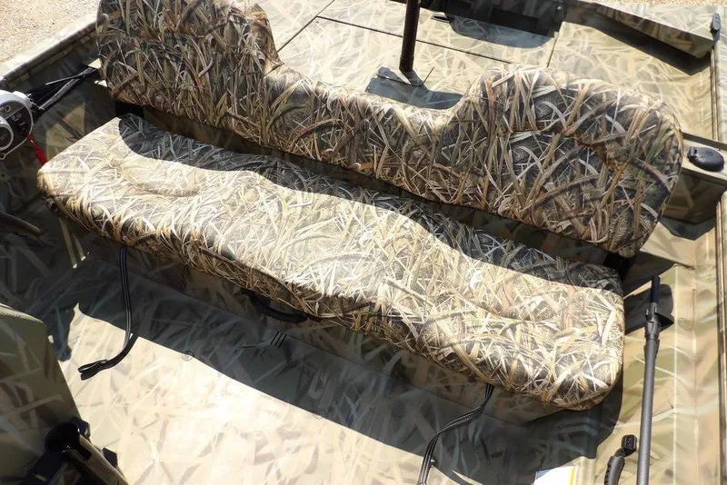 Slide: The Image of Camouflage seating in 2026 Crestliner 1760 Retriever SC boat interior. - 21