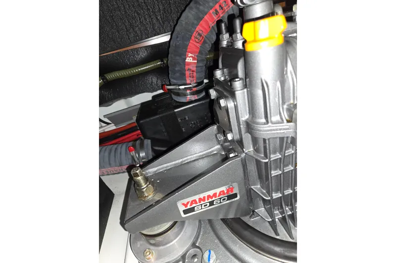 Slide: The Image of Yanmar SD 60 engine component in a 2016 Beneteau Oceanis 55 sailboat. - 26