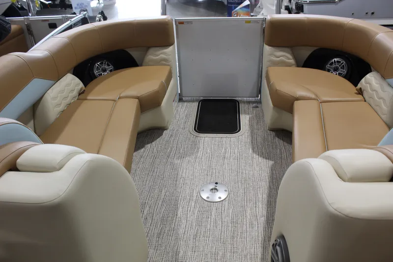 Slide: The Image of Luxurious seating inside 2026 SunCatcher DIAMOND ARCH ELITE 324RC pontoon boat. - 6