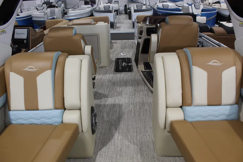 Slide: The Image of Luxurious interior of 2026 SunCatcher DIAMOND ARCH ELITE 324RC pontoon boat. - 7