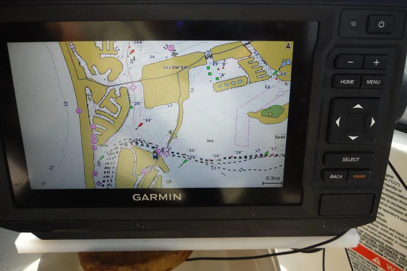 Slide: The Image of Garmin GPS displaying nautical chart on a 2005 Sea Ray 220 Sundeck boat. - 24