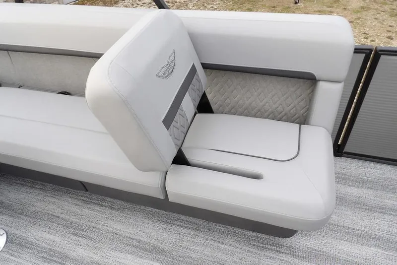 Slide: The Image of 2026 Bennington M L-Bench 22 ML boat seat with elegant gray upholstery. - 22