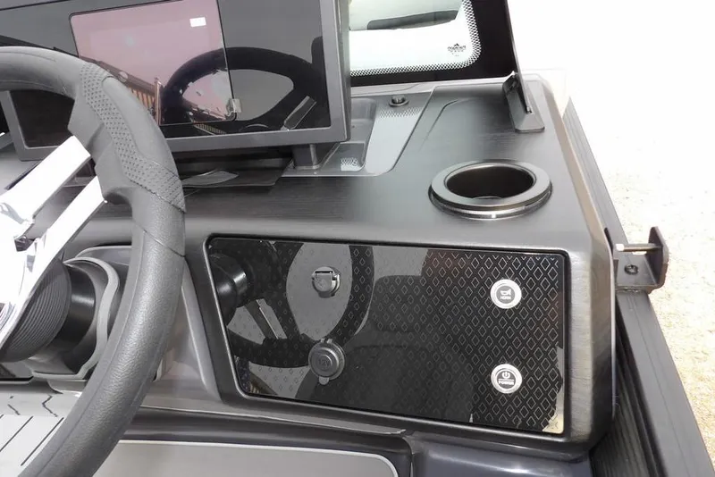 Slide: The Image of Dashboard of 2026 Bennington M L-Bench 22 ML with steering wheel and control panel. - 23