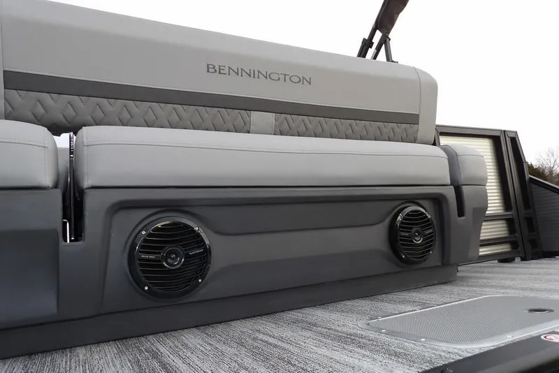 Slide: The Image of 2026 Bennington M L-Bench 22 ML pontoon boat seating with integrated speakers. - 37