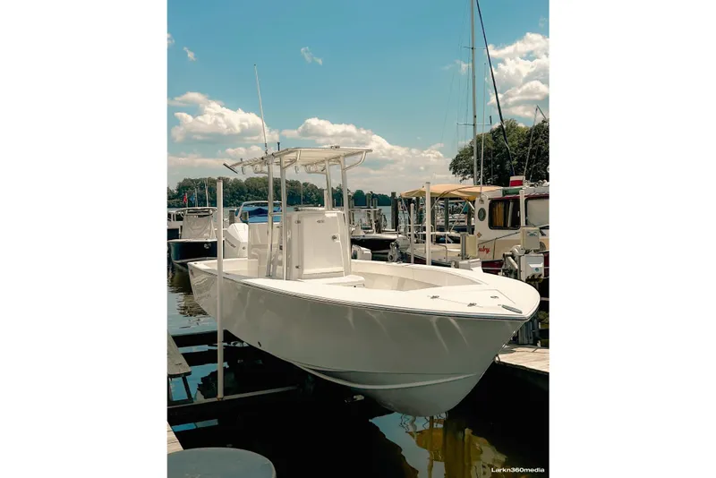 Slide: The Image of 2025 LTB 25 Demo Boat lift kept at Smith's Marina on the Severn. - 2