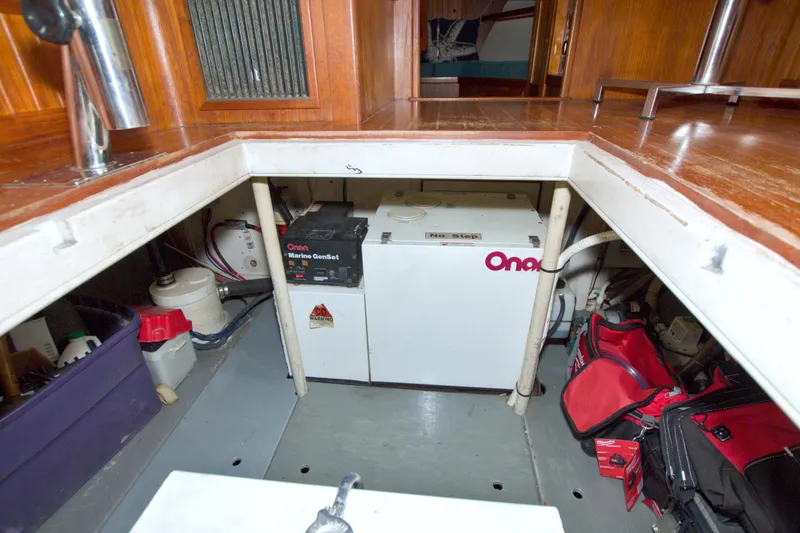 Slide: The Image of Engine room of a 1999 Monk 36 Trawler with Onan Marine GenSet. - 57