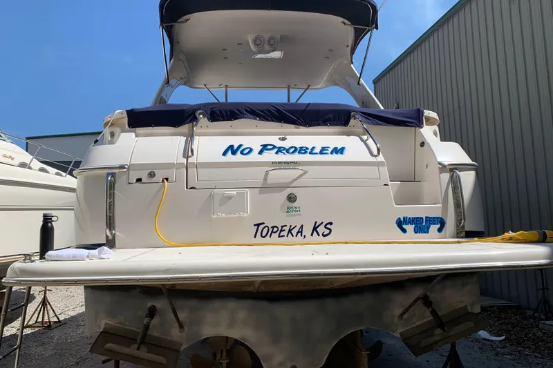Slide: The Image of Rear view of a 2006 Regal Commodore 4060 boat named "No Problem" in Topeka, KS. - 3