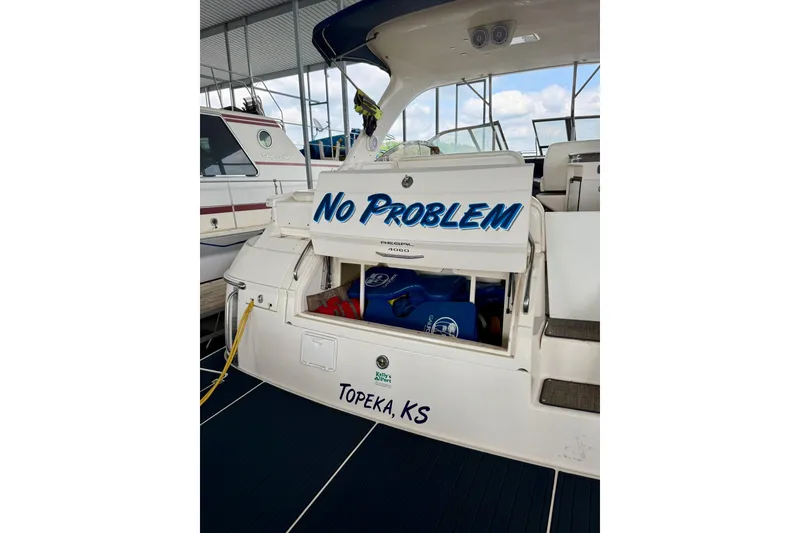 Slide: The Image of 2006 Regal Commodore 4060 boat named "No Problem" docked in Topeka, KS. - 5