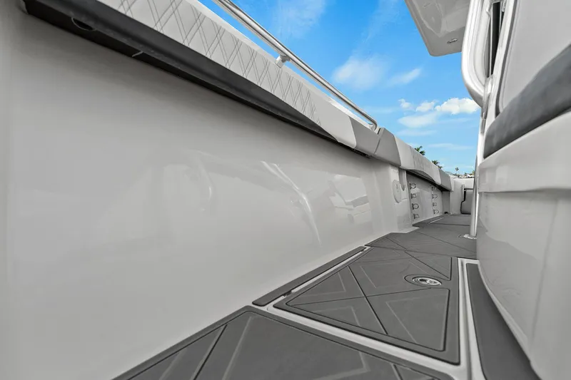 Slide: The Image of Interior view of a 2012 Statement 350 Open boat. - 19