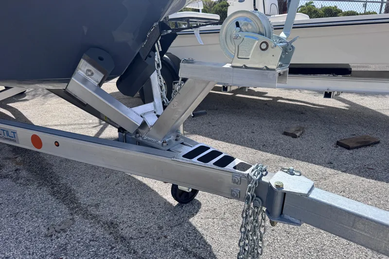 Slide: The Image of Trailer hitch of a 2026 Spyder FX19 Vapor boat, showcasing sturdy construction. - 9