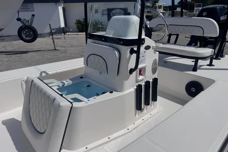 Slide: The Image of 2026 Spyder FX17 Flicker boat interior with seating and storage compartments. - 11