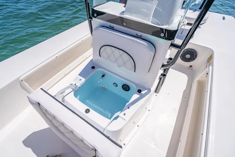 Slide: The Image of 2026 Spyder FX17 Flicker boat interior with livewell and seating. - 31