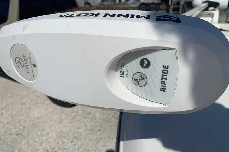 Slide: The Image of Minn Kota Riptide trolling motor on 2022 Robalo 246 Cayman boat. - 32