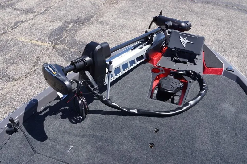 Slide: The Image of 2026 Skeeter ZXE21 boat deck with advanced trolling motor and control panel. - 22