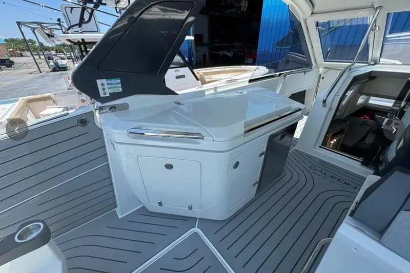 Slide: The Image of 2022 Galeon 325 GTO boat interior with sleek design and modern amenities. - 3