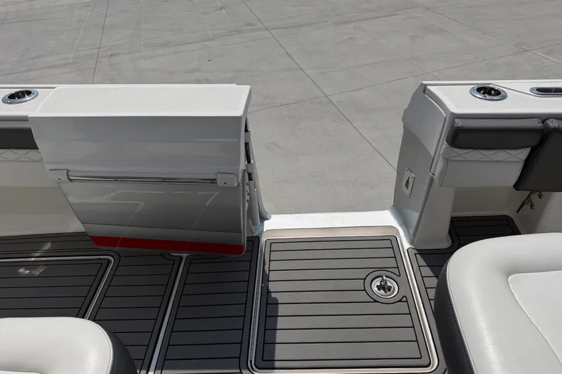 Slide: The Image of 2018 Fountain 39 NX boat deck with seating and storage compartments. - 16