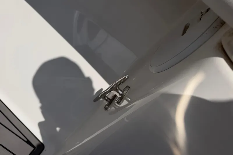 Slide: The Image of 2018 Fountain 39 NX boat cleat and deck detail in sunlight. - 29