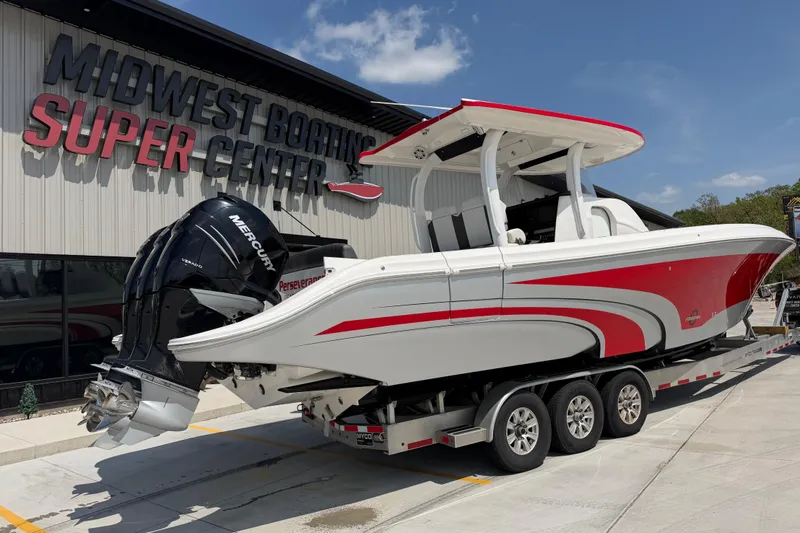 Slide: The Image of 2018 Fountain 39 NX boat with Mercury engines at Midwest Boating Super Center. - 3