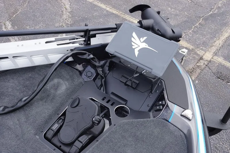 Slide: The Image of 2026 Skeeter FXR20 PRO boat deck with advanced control panel and navigation system. - 17