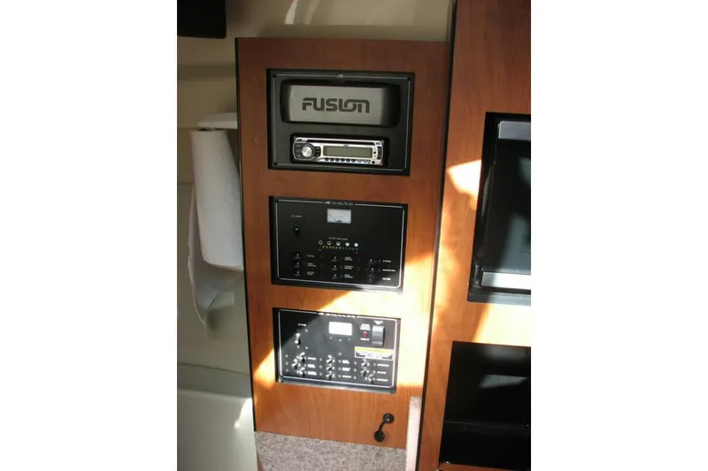 Slide: The Image of Control panel of a 2014 Monterey 280 Sport Yacht with Fusion stereo system. - 10