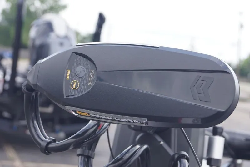 Slide: The Image of Close-up of 2026 Skeeter FXR20 PRO boat component with control panel and cables. - 19