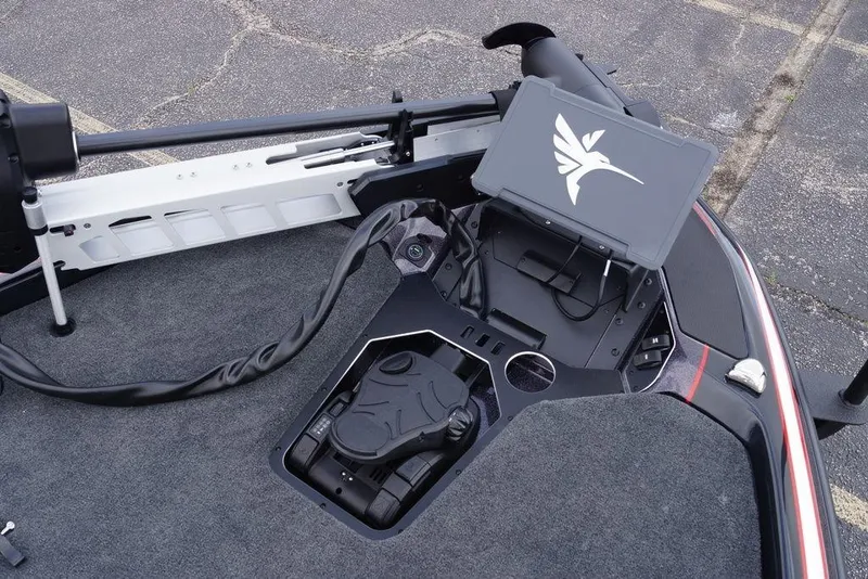 Slide: The Image of 2026 Skeeter FXR20 PRO boat deck with advanced control panel and foot pedal. - 20