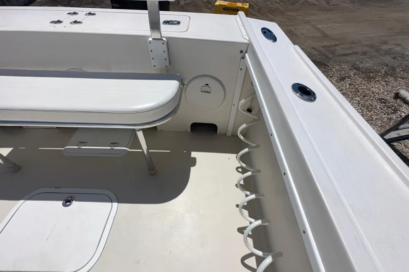 Slide: The Image of 2009 Steiger Craft 255 Miami boat interior with seating and rod holders. - 30