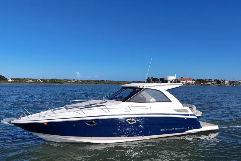 Slide: The Image of 2016 Regal 35 Sport Coupe cruising on a sunny day. - 86