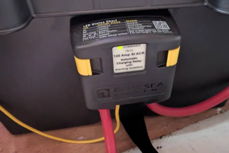 Slide: The Image of Blue Sea Systems 120 Amp SI ACR automatic charging relay in Catalina 36 MkII, 2007 model. - 39