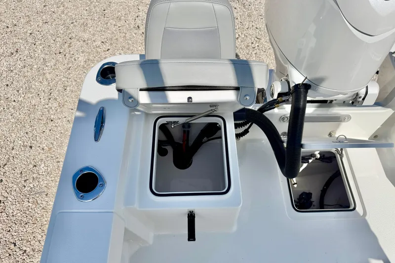 Slide: The Image of Bay Rider 219 Bay 2026 boat interior with storage compartments and seating. - 34