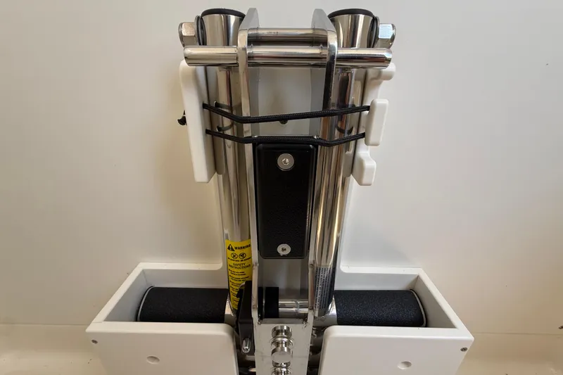 Slide: The Image of Stainless steel ladder on 2023 Boston Whaler 280 Outrage boat, folded and secured. - 41