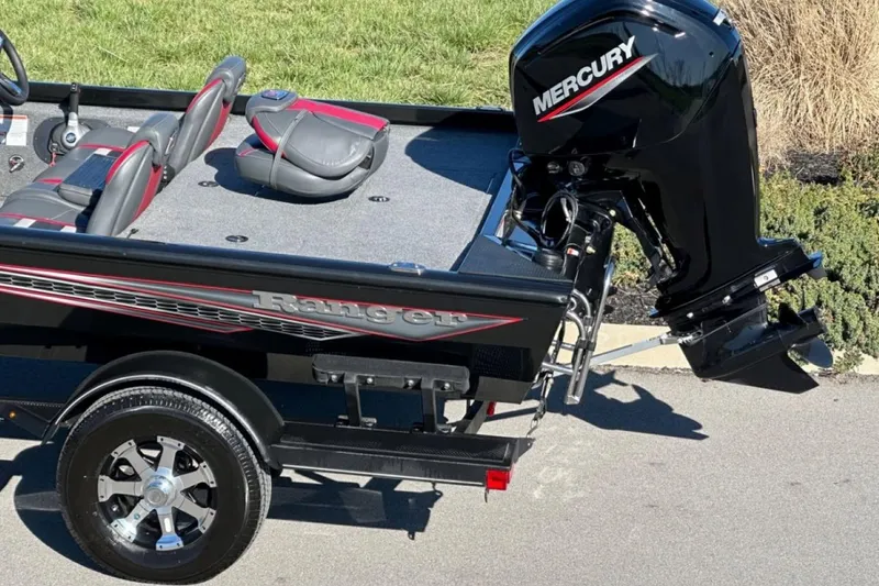 Slide: The Image of 2021 Ranger RT178 boat with Mercury outboard motor on trailer. - 5