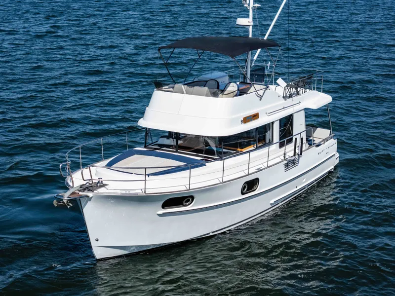 Slide: The Image of 2019 Beneteau Swift Trawler 44 on open sea. - 12