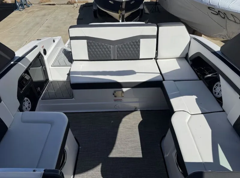 Slide: The Image of Interior of 2024 Monterey 278SS Super Sport boat with luxurious seating. - 5