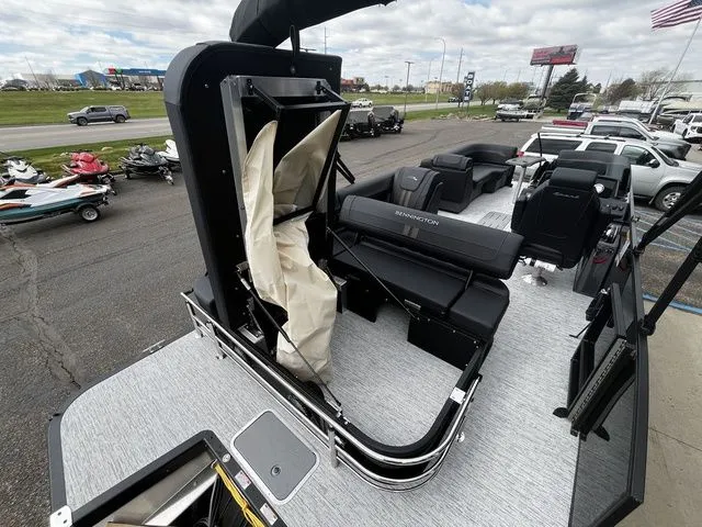 Slide: The Image of Bennington 23SSB LUXE 2026 pontoon boat with luxurious interior and seating area. - 8