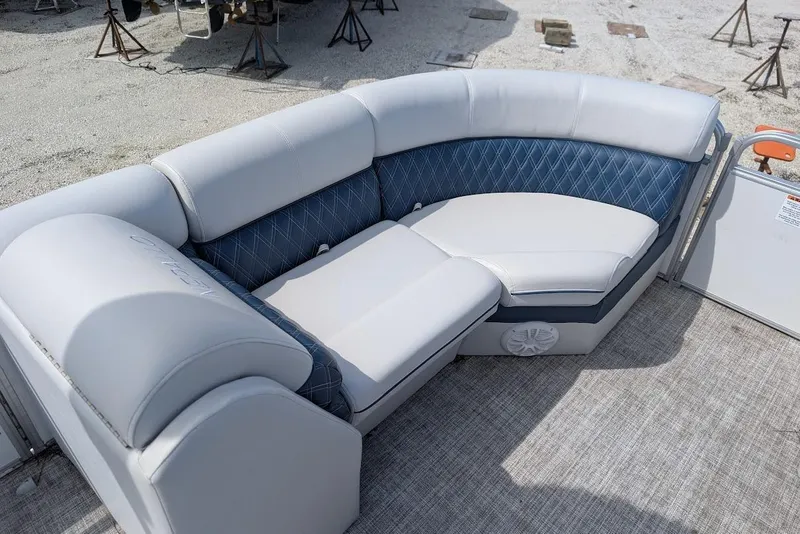 Slide: The Image of Luxurious seating on 2022 Nepallo 22QL pontoon boat, featuring elegant upholstery and spacious design. - 9