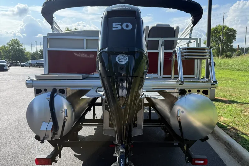 Slide: The Image of 2026 Sun Tracker Bass Buggy 16 XL Select pontoon boat with Mercury 50 engine. - 6