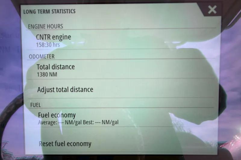 Slide: The Image of Display screen showing long-term statistics for Grady-White Fisherman 236, 2021 model. - 23