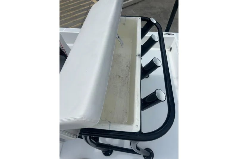 Slide: The Image of 2023 Shallow Sport 18 Sport boat seat with integrated rod holders. - 18