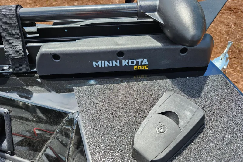 Slide: The Image of Minn Kota Edge trolling motor on 2026 Lowe Stinger 175C boat deck. - 37